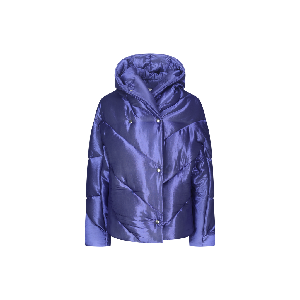 Glossy Blue Hooded Jacket