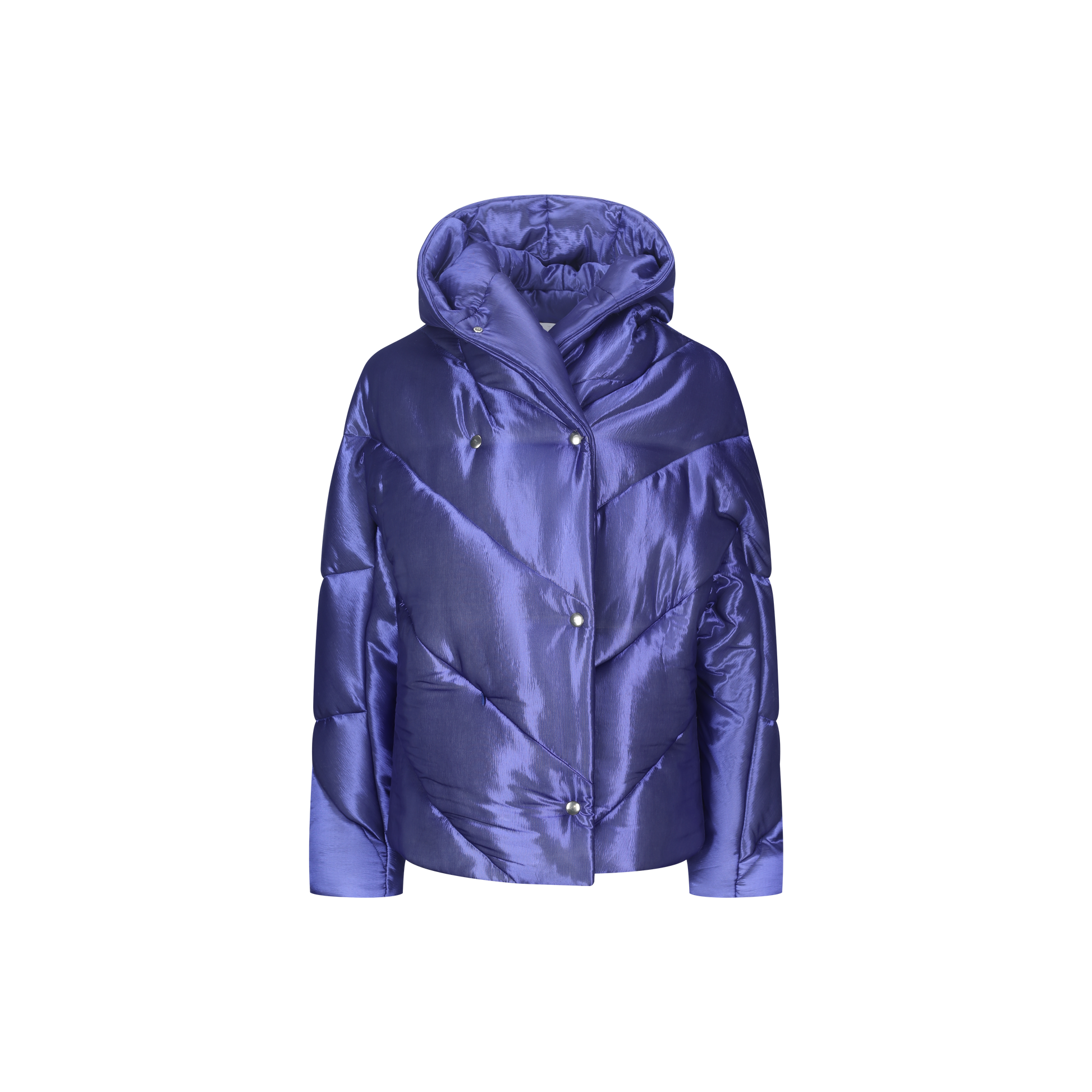 Glossy Blue Hooded Jacket