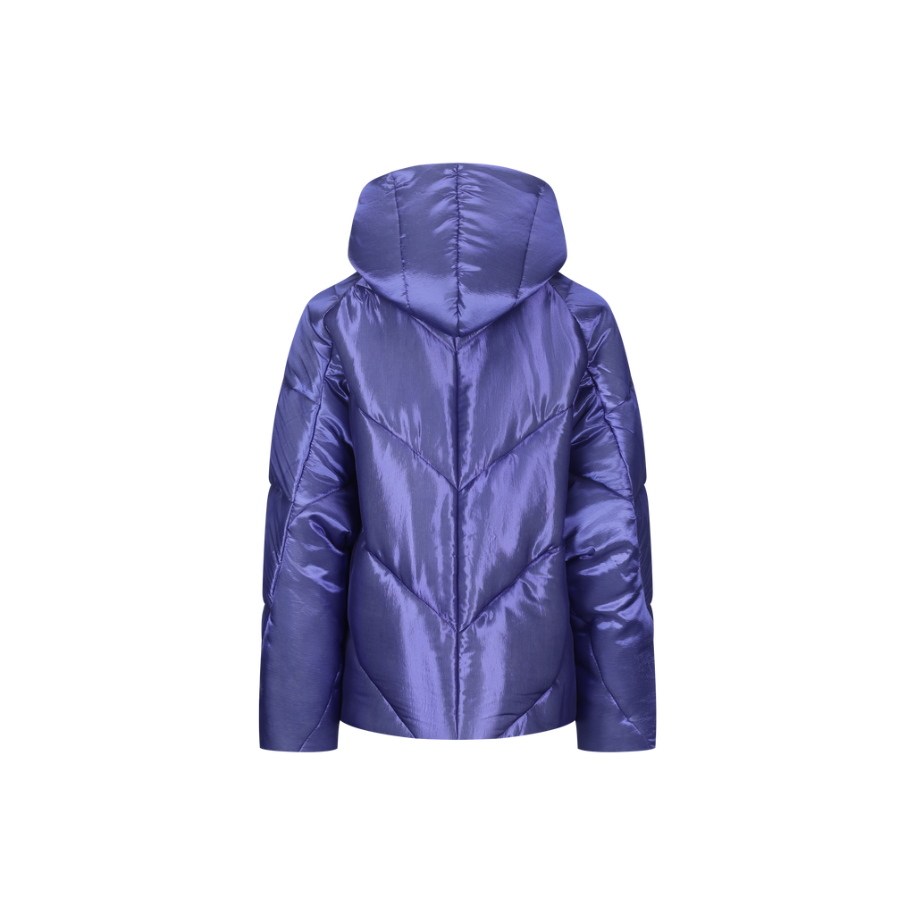 Glossy Blue Hooded Jacket