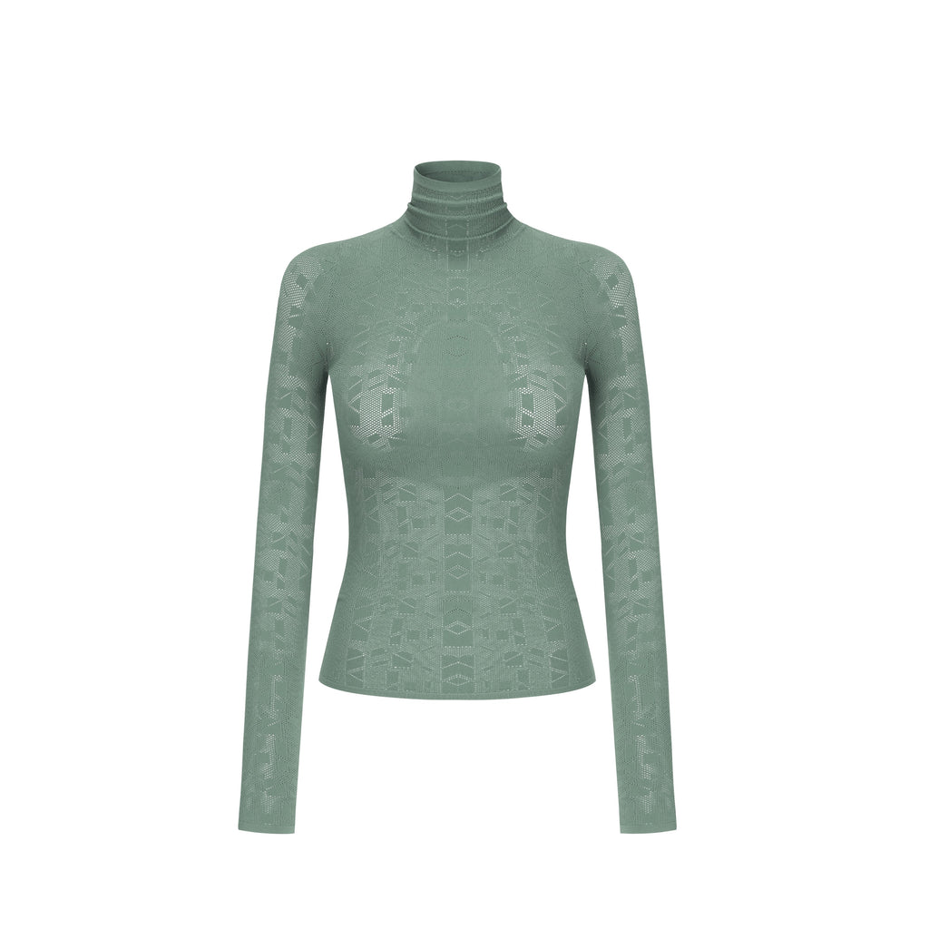 Open-knit Turtleneck Top