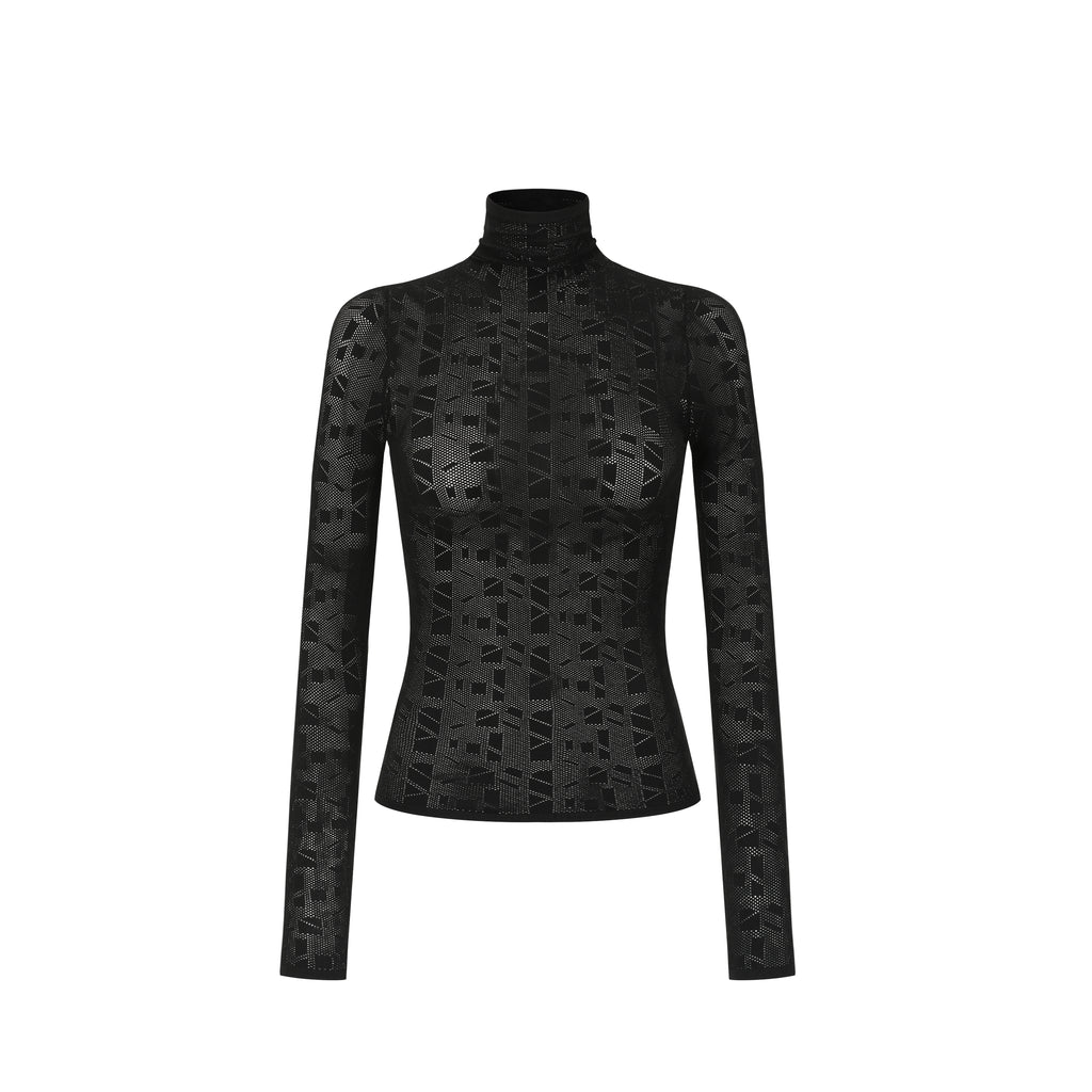 Open-knit Turtleneck Top