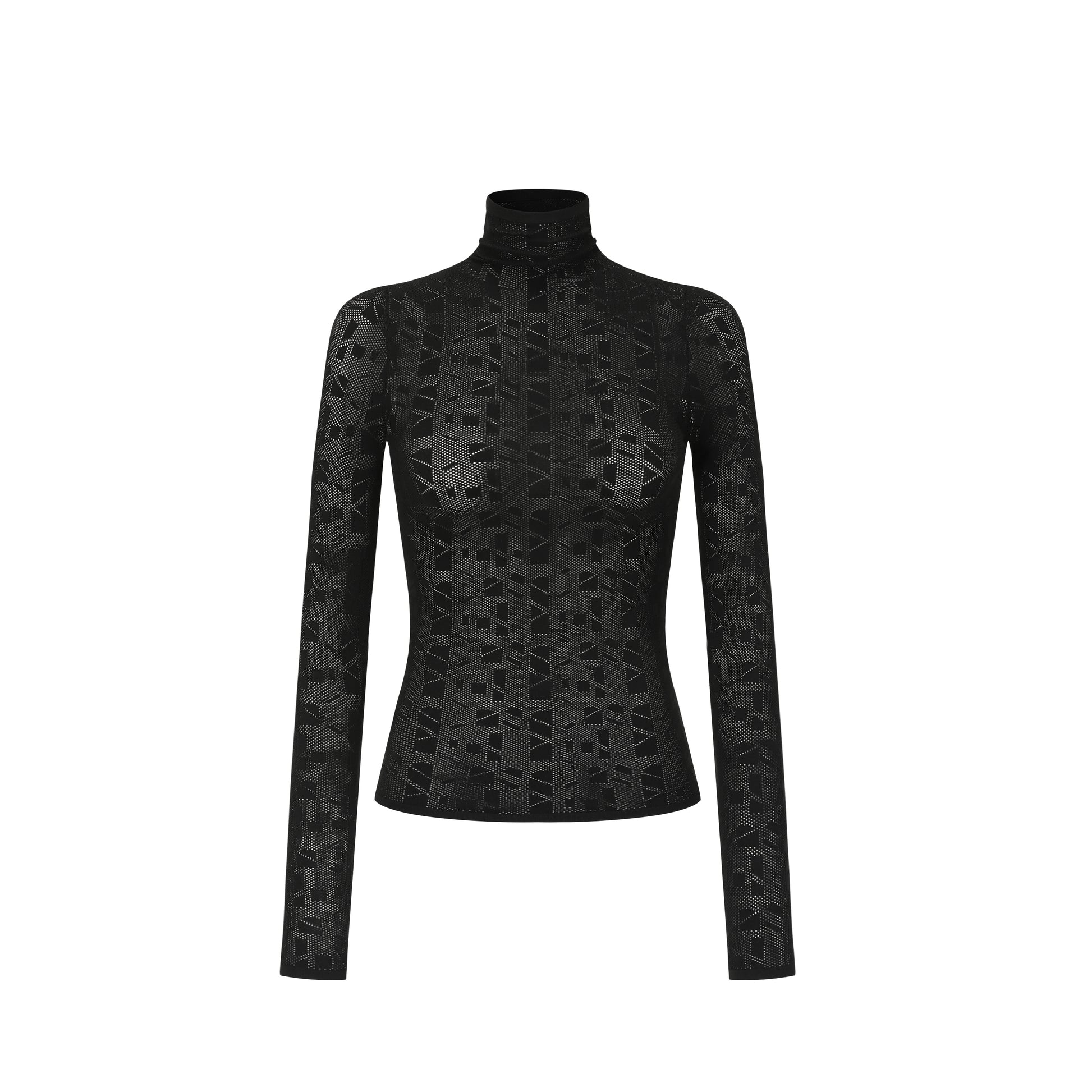 Open-knit Turtleneck Top