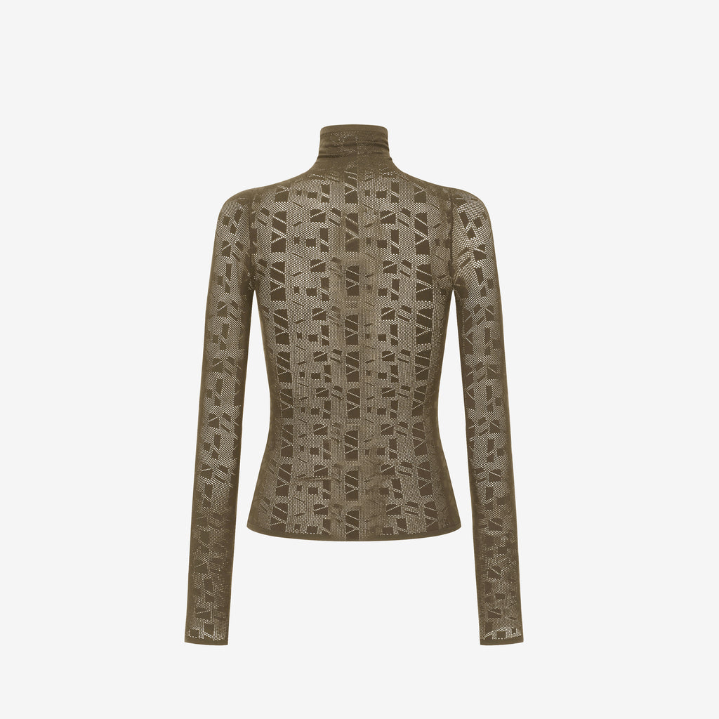 Open-knit Turtleneck Top