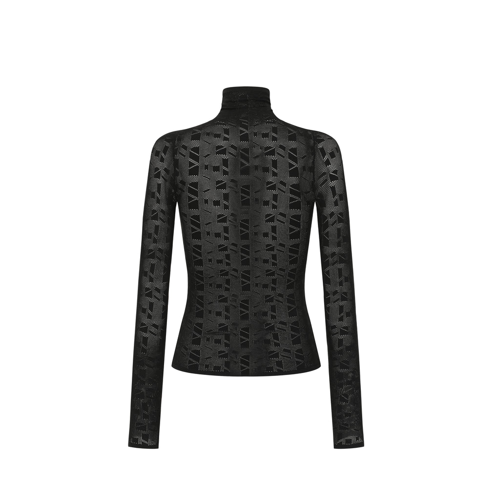 Open-knit Turtleneck Top