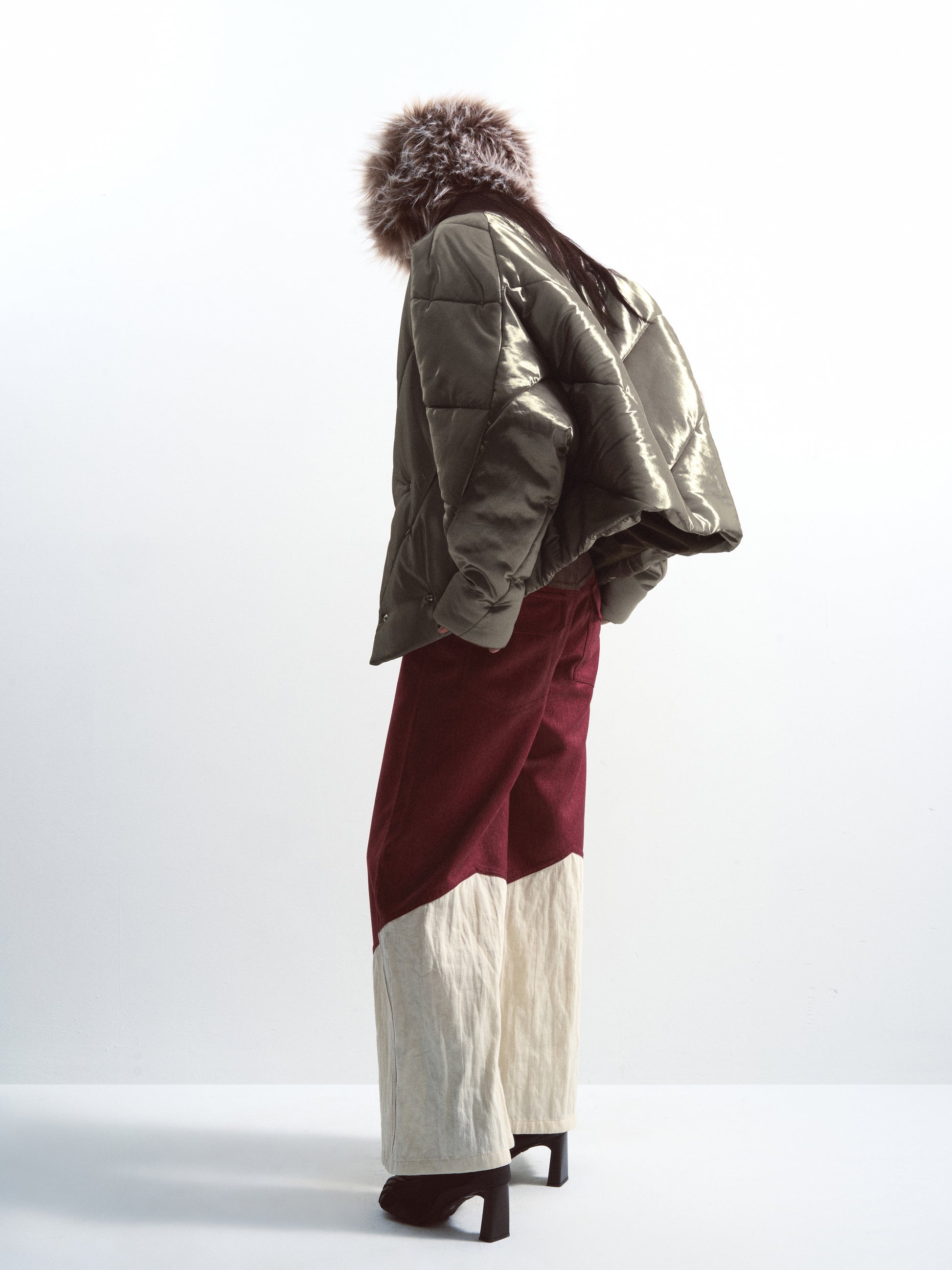 Pit Stripe Knitted Collar Hooded Jacket